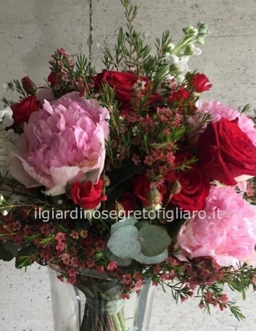 Bouquet peonie / rose / verde decorativo