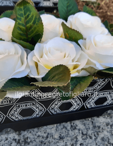 38421 hochzeitsdekostecker WHITE ROSES ROSE tessuto bianco con ago di sicurezza 